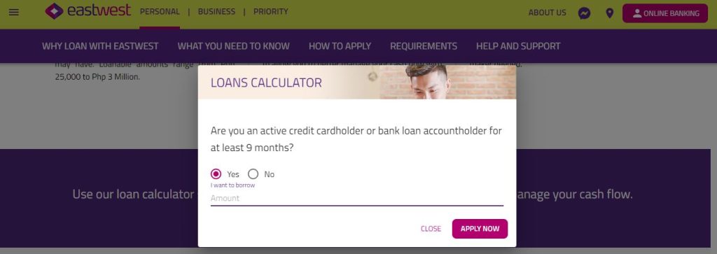 eastwest bank personal loan calculator